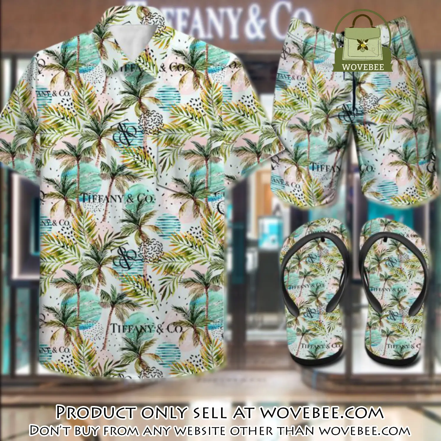 Tiffany & co. combo hawaii shirt shorts flip flops luxury brand summer outfit hsf165 wvb0452423